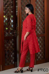 CHARM PURE RED COTTON CO-ORD SET