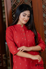 CHARM PURE RED COTTON CO-ORD SET