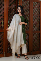 VIGO EVERYDAY ELEGANCE DARK GREEN KURTA SET