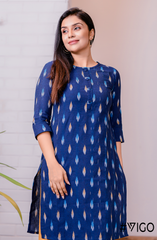 Classic Elegance Straight Kurti in Midnight Blue