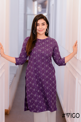 Classic Elegance Straight Kurti in Deep Purple