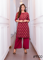 Classic Elegance Straight Kurti in Cherry Red