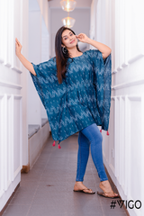 Ikat Flutter Top in Sapphire