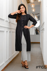 Front Flair Kurti In Onyx