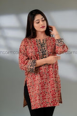 RED ETHNIC MOTIF TUNIC KURTA