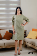 DARK GREEN COTTON EMBROIDERA DRESS