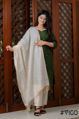 VIGO EVERYDAY ELEGANCE DARK GREEN KURTA SET