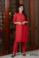 CHARM PURE RED COTTON CO-ORD SET