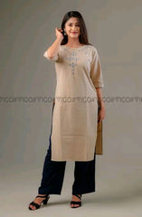 BEIGE ELEGANT EMBROIDERED KURTA