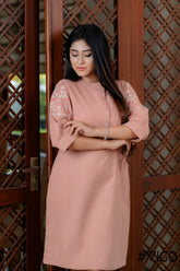 BLUSH PINK COTTON EMBROIDERA DRESS