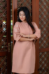 BLUSH PINK COTTON EMBROIDERA DRESS