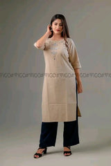 BEIGE ELEGANT EMBROIDERED KURTA