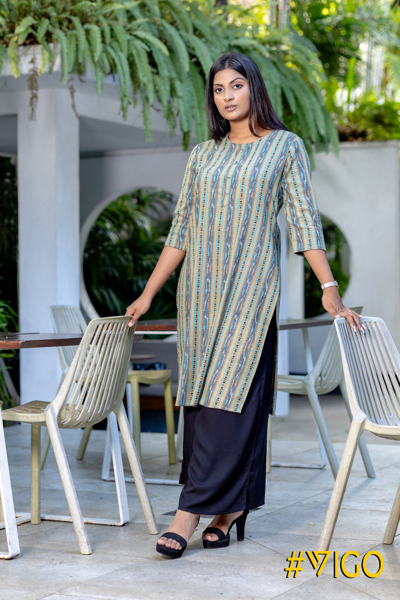 Aqua Oasis Ikat Kurti