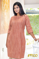Peach Bliss Cotton Kurti