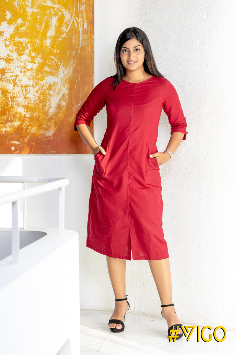 Luxe Linen Ruby Dress