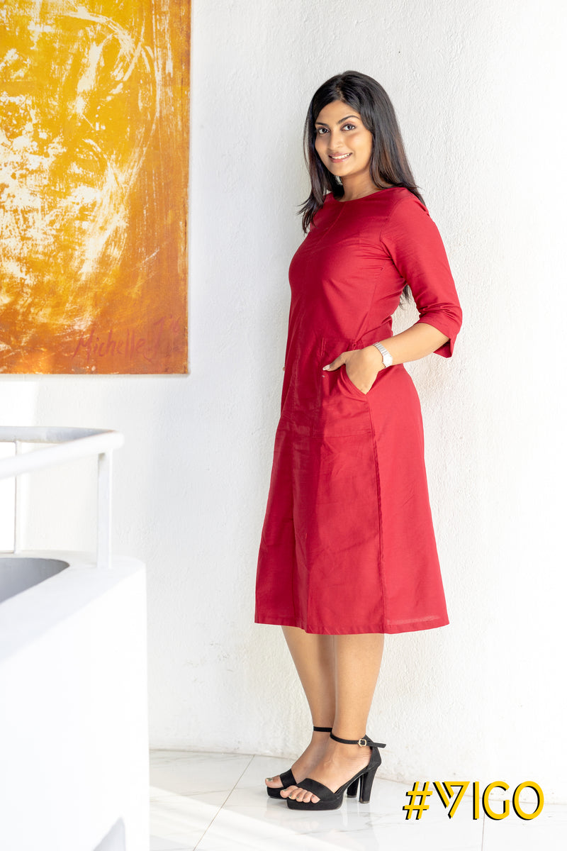 Luxe Linen Ruby Dress