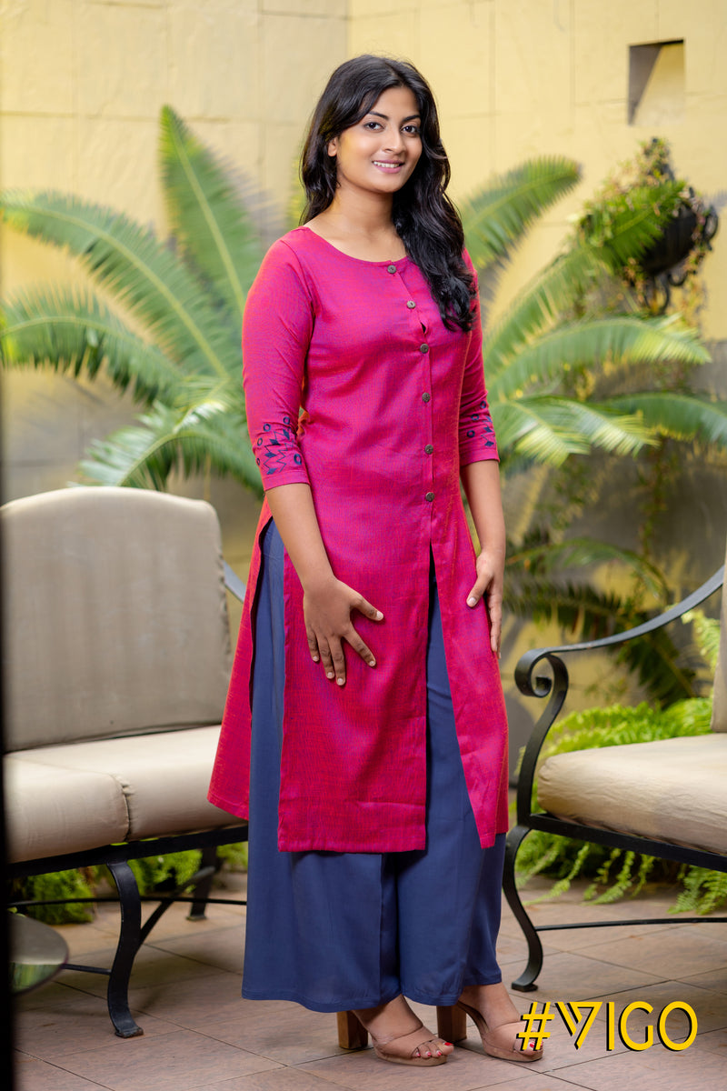 CLASSIC LOOMED PINK KURTI