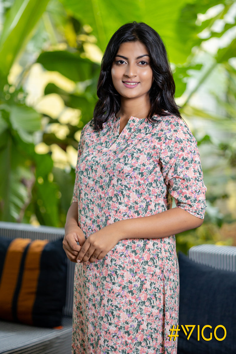 PINK BLOSSOM FLORAL DRESS