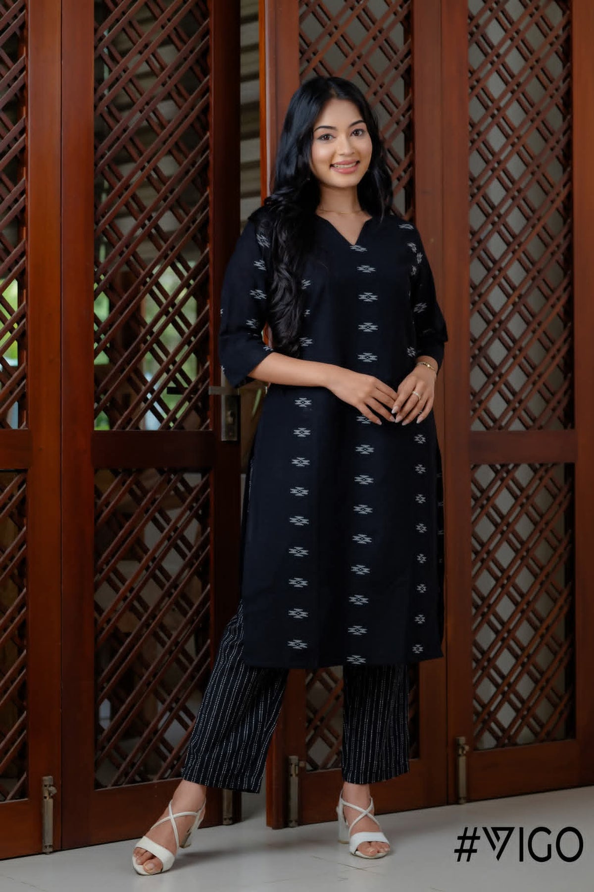 CHARM PURE BLACK COTTON CO-ORD SET