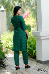 CHARM PURE DARK GREEN COTTON CO-ORD SET