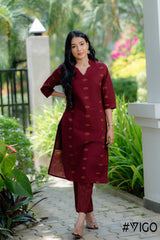 CHARM PURE MAROON COTTON CO-ORD SET