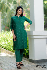 CHARM PURE DARK GREEN COTTON CO-ORD SET