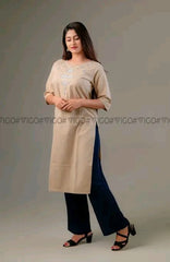 BEIGE ELEGANT EMBROIDERED KURTA