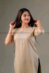 BEIGE ELEGANT EMBROIDERED KURTA