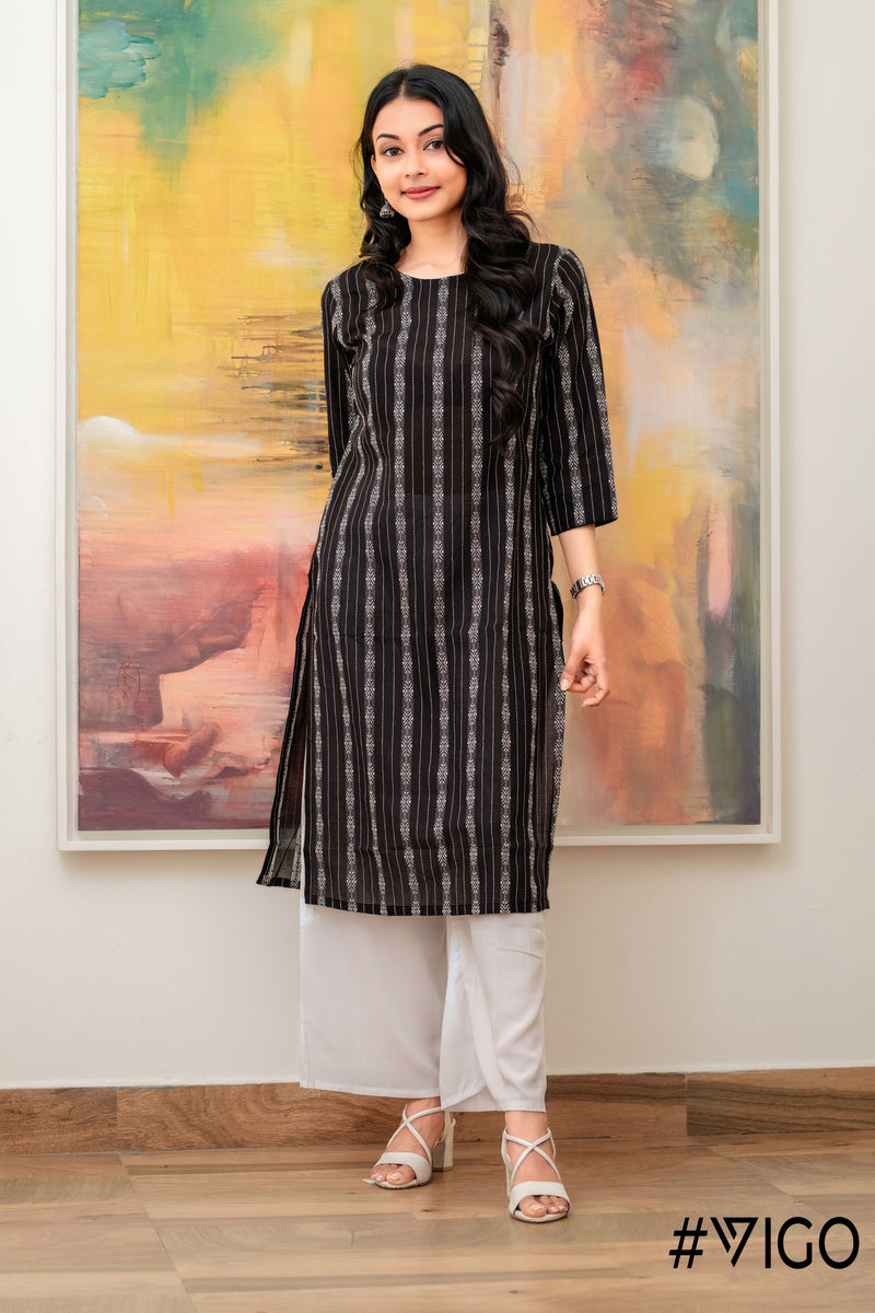 CHARM COTTON KURTI BLACK