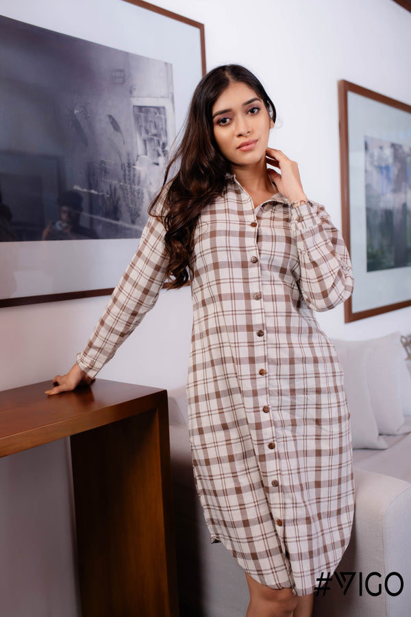 SKYLINE CHECK SHIRT DRESS