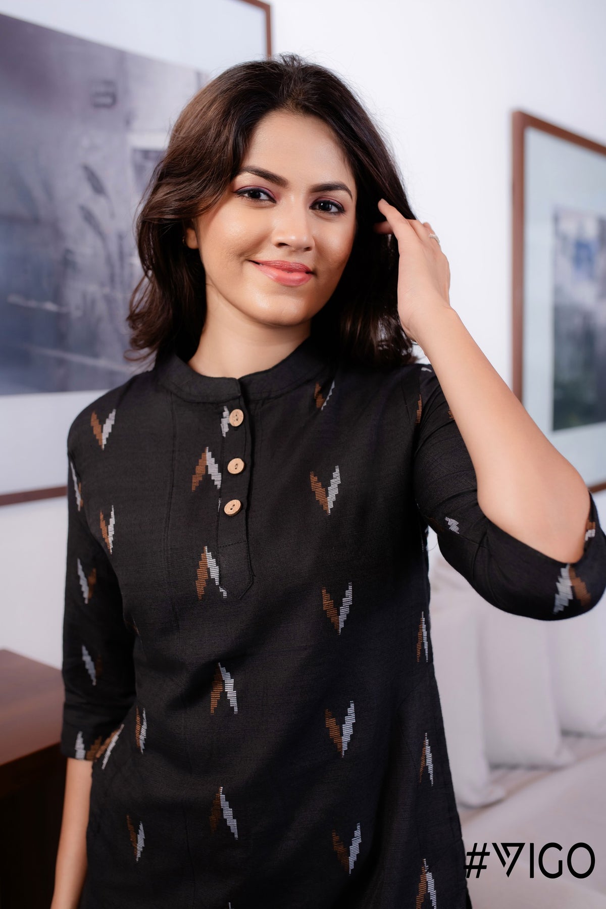 CHARM COTTON KURTI BLACK