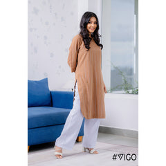 SKYLINE SRIPE BROWN  KURTI
