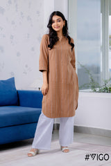 SKYLINE SRIPE BROWN  KURTI