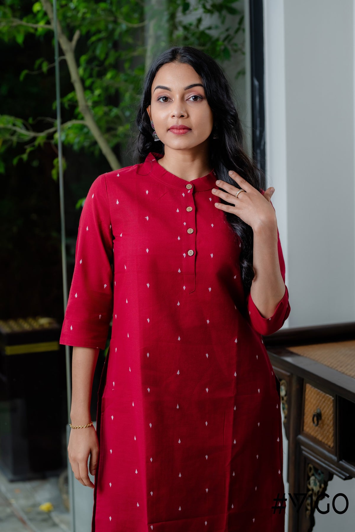 RED CHARM PURE COTTON  CO-ORD SET