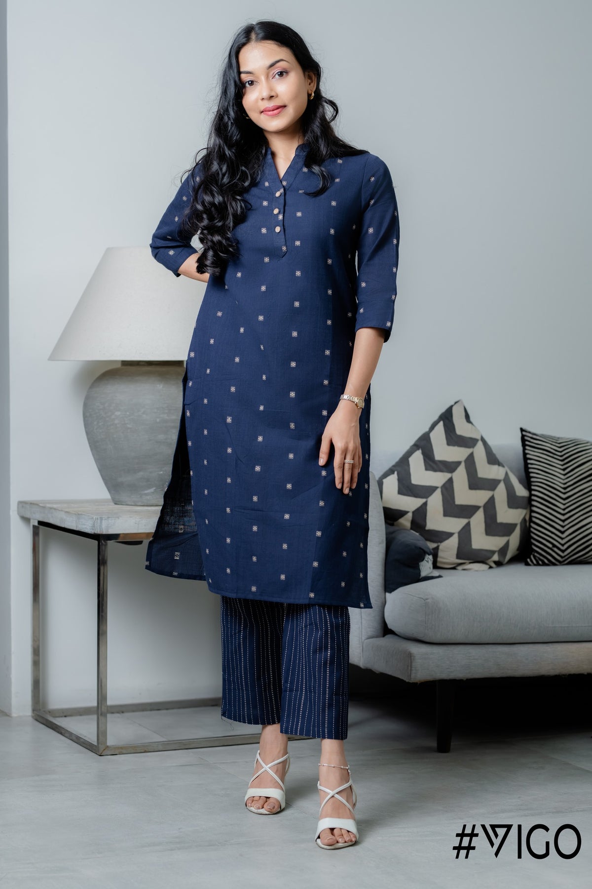 NAVY CHARM PURE COTTON  CO-ORD SET