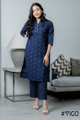NAVY CHARM PURE COTTON  CO-ORD SET