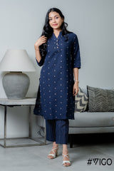 NAVY CHARM PURE COTTON  CO-ORD SET