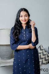 NAVY CHARM PURE COTTON  CO-ORD SET