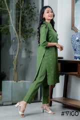 GREEN CHARM PURE COTTON  CO-ORD SET