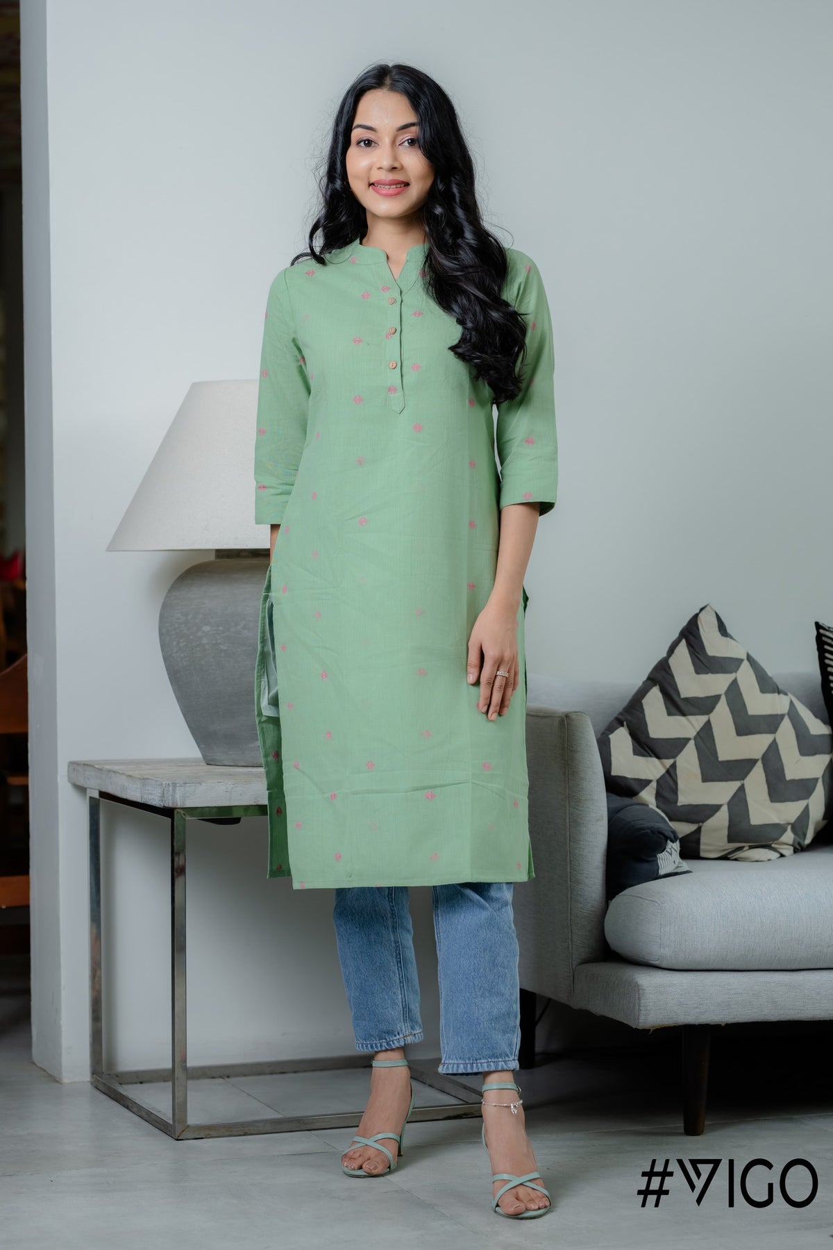 GREEN APPLE BREEZE BEAUTY PURE COTTON KURTI