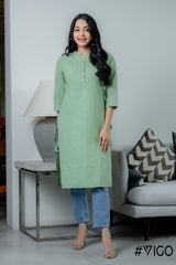 GREEN APPLE BREEZE BEAUTY PURE COTTON KURTI