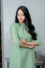 GREEN APPLE BREEZE BEAUTY PURE COTTON KURTI