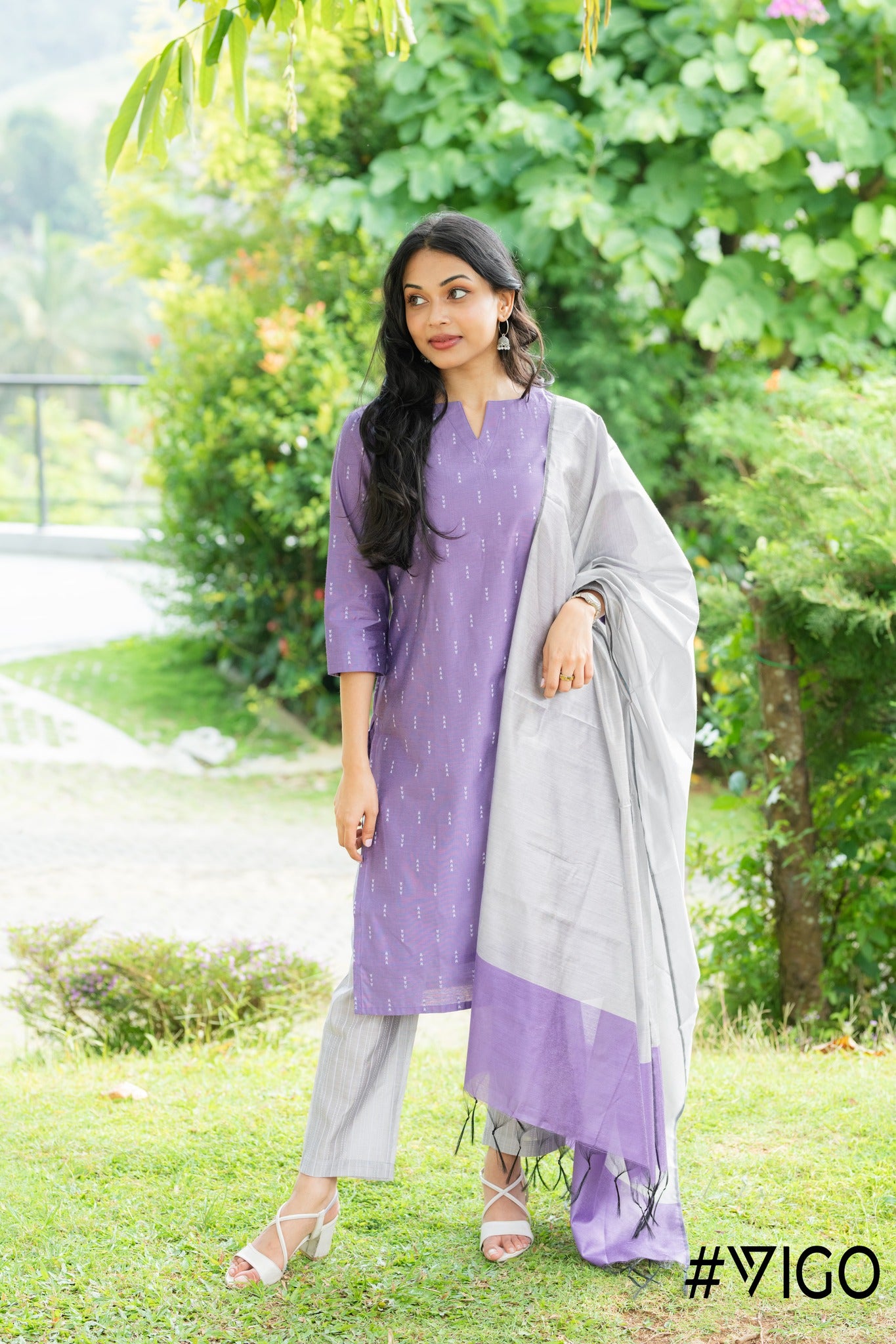 COTTON BLEND  LAVENDER KURTA  PANT & DUPATTA