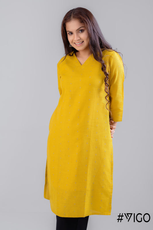YELLOW BREEZE BEAUTY PURE COTTON KURTI