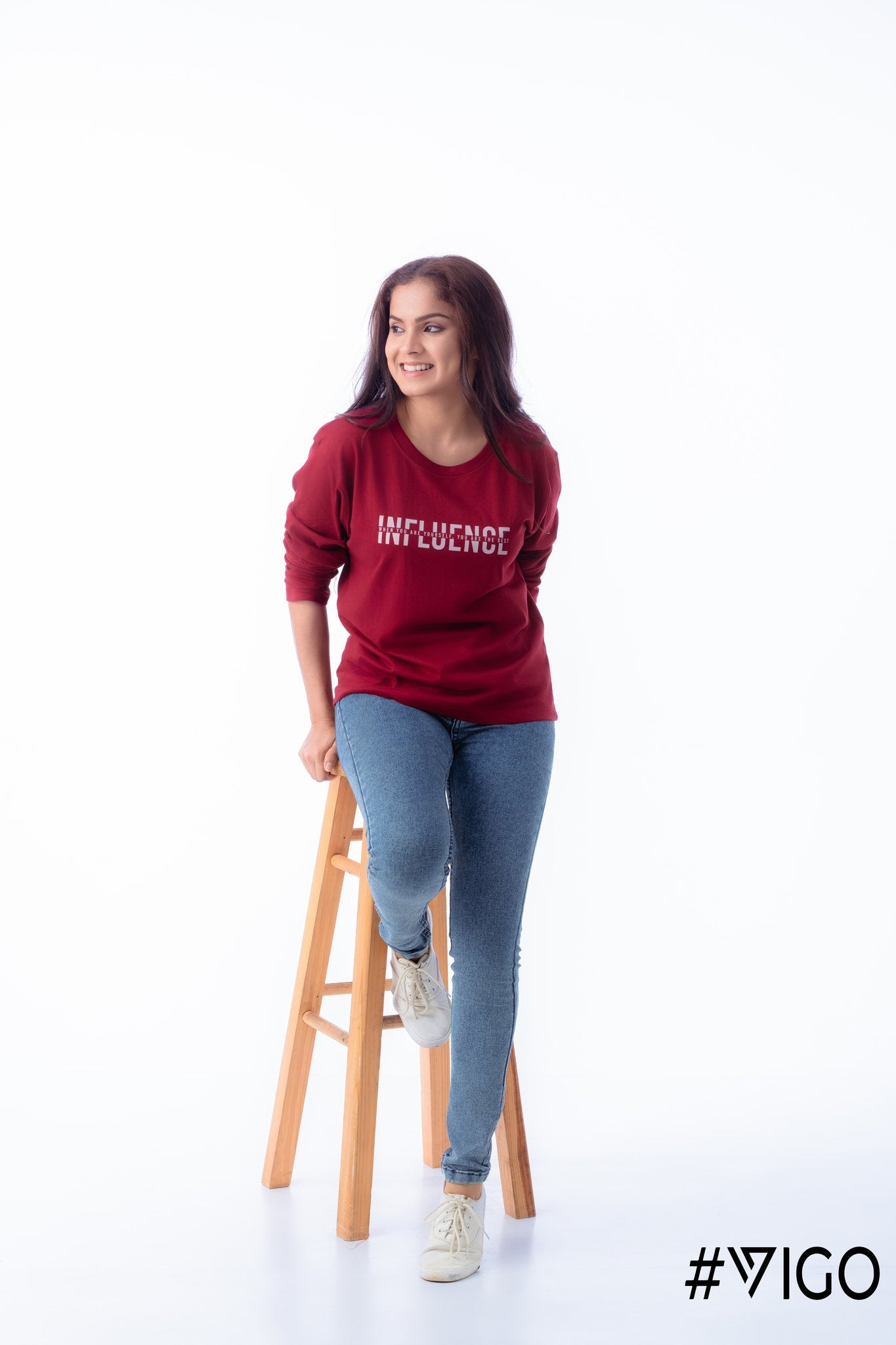 MAROON  LONG SLEEVE COTTON TEES