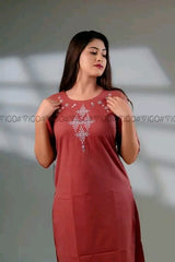 RUST PINK ELEGANT EMBROIDERED KURTA