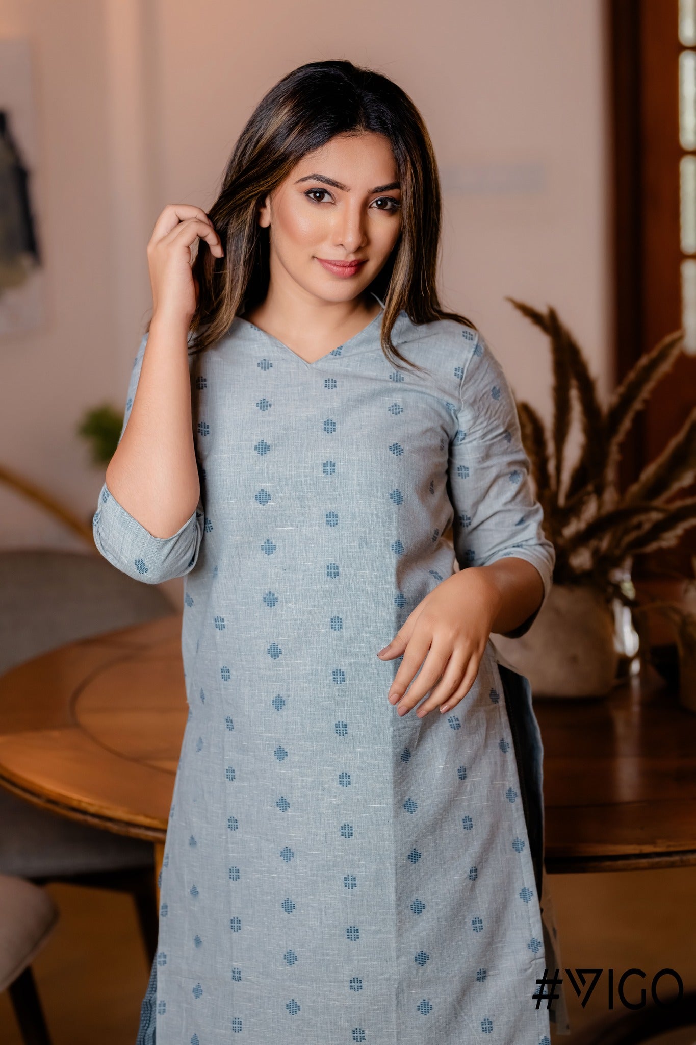 DUSTY BLUE PURE COTTON  CO-ORD SET