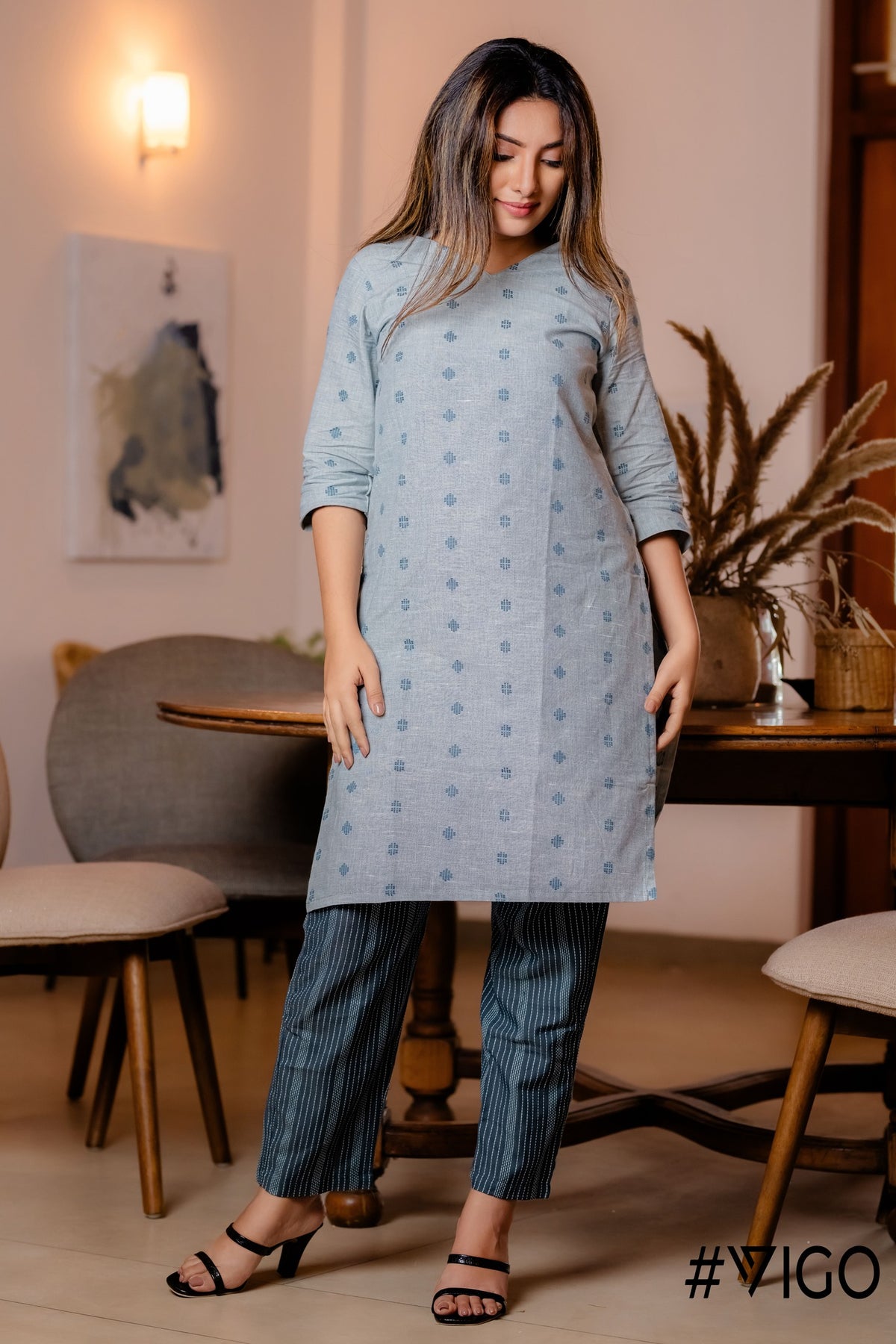 DUSTY BLUE PURE COTTON  CO-ORD SET