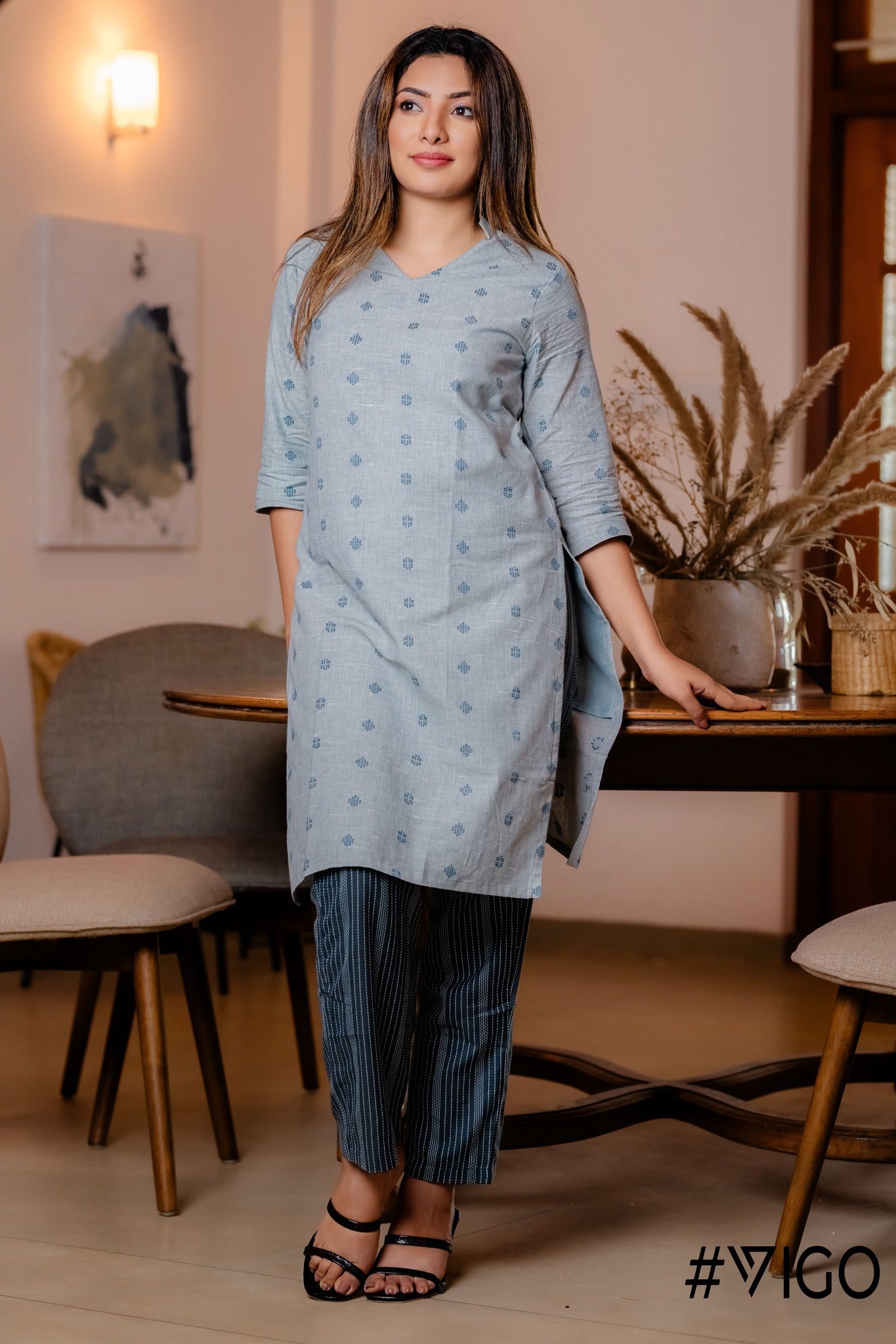DUSTY BLUE PURE COTTON  CO-ORD SET