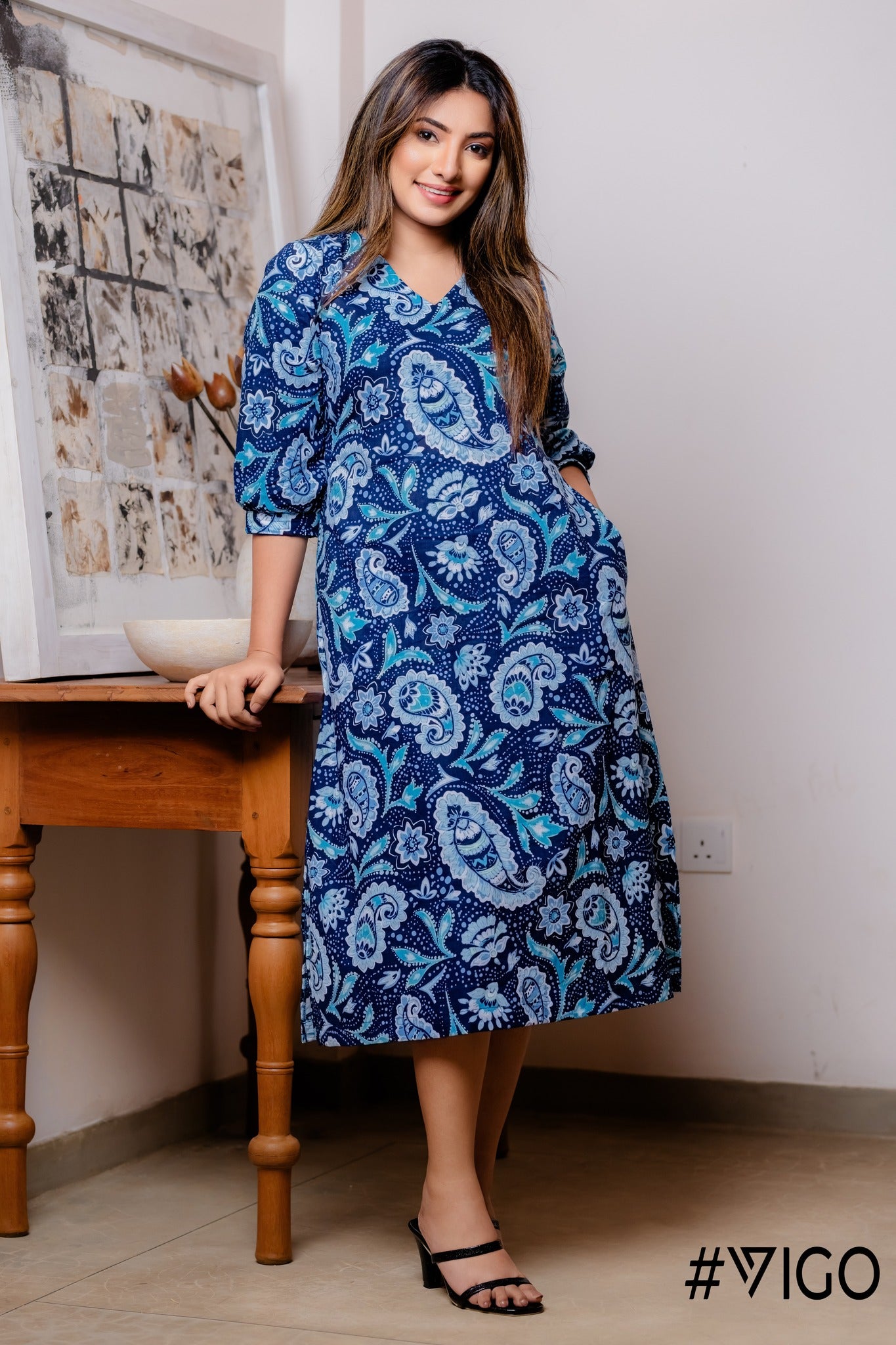 LUNA INDIGO FLAIR FROCK